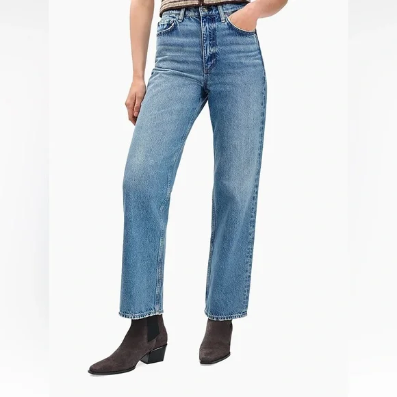 rag & bone The Shea High-Rise Straight Rigid Relexed Jeans in Ithaca, Sz. 26 NWT - Picture 1 of 16